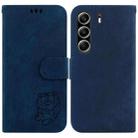 For Tecno Camon 40 Pro 4G Little Tiger Embossed Leather Phone Case(Dark Blue) - 1