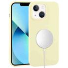 For iPhone 13 mini Liquid Silicone Full Coverage MagSafe Phone Case(Light Yellow) - 1