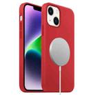 For iPhone 14 MagSafe Liquid Silicone Full Coverage Phone Case(Red) - 1
