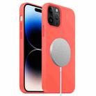 For iPhone 14 Pro Liquid Silicone Full Coverage MagSafe Phone Case(Pink Orange) - 1