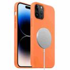 For iPhone 14 Pro Max MagSafe Liquid Silicone Full Coverage Phone Case(Orange) - 1