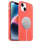 For iPhone 15 MagSafe Liquid Silicone Full Coverage Phone Case(Pink Orange) - 1