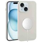 For iPhone 15 Liquid Silicone Full Coverage MagSafe Phone Case(Light Grey) - 1