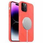 For iPhone 15 Pro Max MagSafe Liquid Silicone Full Coverage Phone Case(Pink Orange) - 1