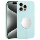 For iPhone 15 Pro Max Liquid Silicone Full Coverage MagSafe Phone Case(Cyan) - 1