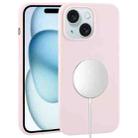 For iPhone 15 Plus Liquid Silicone Full Coverage MagSafe Phone Case(Light Pink) - 1
