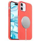 For iPhone 16 Plus Liquid Silicone Full Coverage MagSafe Phone Case(Pink Orange) - 1