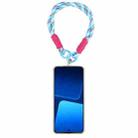 Dopamine Color Double Buckle Twist Rope Short Lanyard(Blue Red White) - 1