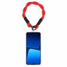 Dopamine Color Double Buckle Twist Rope Short Lanyard(Red Black) - 1