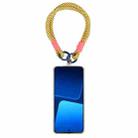 Dopamine Color Double Buckle Twist Rope Short Lanyard(Yellow Black Blue) - 1