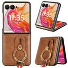 For Motorola Razr 50 Ultra Wristband Leather Back Phone Case(Brown) - 1