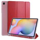 For Samsung Galaxy Tab S6 Lite P610 3-folding Horizontal Flip PU Leather + Shockproof TPU Case with Holder & Pen Slot(Red) - 1