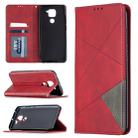 For Xiaomi Redmi Note 9 Rhombus Texture Horizontal Flip Magnetic Leather Case with Holder & Card Slots & Wallet(Red) - 1