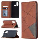 For Huawei P smart 2020 Rhombus Texture Horizontal Flip Magnetic Leather Case with Holder & Card Slots & Wallet(Brown) - 1