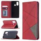 For Huawei P smart 2020 Rhombus Texture Horizontal Flip Magnetic Leather Case with Holder & Card Slots & Wallet(Red) - 1