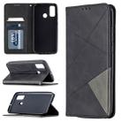 For Huawei P smart 2020 Rhombus Texture Horizontal Flip Magnetic Leather Case with Holder & Card Slots & Wallet(Black) - 1