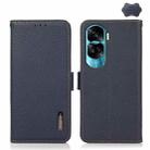 For Honor X50i 5G/90 Lite KHAZNEH Side-Magnetic Litchi Genuine Leather RFID Phone Case(Blue) - 1