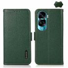 For Honor X50i 5G/90 Lite KHAZNEH Side-Magnetic Litchi Genuine Leather RFID Phone Case(Green) - 1