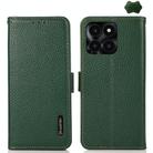 For Honor X6A KHAZNEH Side-Magnetic Litchi Genuine Leather RFID Phone Case(Green) - 1