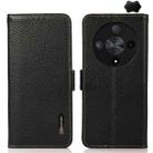 For Honor X9B KHAZNEH Side-Magnetic Litchi Genuine Leather RFID Phone Case(Black) - 1