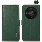 For Honor X9B KHAZNEH Side-Magnetic Litchi Genuine Leather RFID Phone Case(Green) - 1