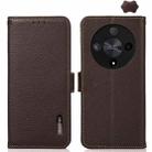 For Honor X9B KHAZNEH Side-Magnetic Litchi Genuine Leather RFID Phone Case(Brown) - 1