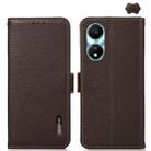 For Honor X5 Plus KHAZNEH Side-Magnetic Litchi Genuine Leather RFID Phone Case(Brown) - 1