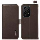 For Honor 200 Lite Global KHAZNEH Side-Magnetic Litchi Genuine Leather RFID Phone Case(Brown) - 1