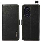 For Honor 200 Pro KHAZNEH Side-Magnetic Litchi Genuine Leather RFID Phone Case(Black) - 1