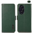For Honor 200 Pro KHAZNEH Side-Magnetic Litchi Genuine Leather RFID Phone Case(Green) - 1