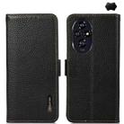 For Honor 200 KHAZNEH Side-Magnetic Litchi Genuine Leather RFID Phone Case(Black) - 1