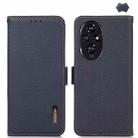 For Honor 200 KHAZNEH Side-Magnetic Litchi Genuine Leather RFID Phone Case(Blue) - 1