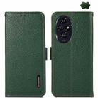 For Honor 200 KHAZNEH Side-Magnetic Litchi Genuine Leather RFID Phone Case(Green) - 1