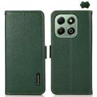 For Honor X6b KHAZNEH Side-Magnetic Litchi Genuine Leather RFID Phone Case(Green) - 1