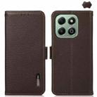 For Honor X6b KHAZNEH Side-Magnetic Litchi Genuine Leather RFID Phone Case(Brown) - 1