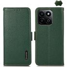 For Honor 200 Smart / Play 60 Plus KHAZNEH Side-Magnetic Litchi Genuine Leather RFID Phone Case(Green) - 1