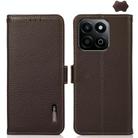 For Honor 200 Smart / Play 60 Plus KHAZNEH Side-Magnetic Litchi Genuine Leather RFID Phone Case(Brown) - 1