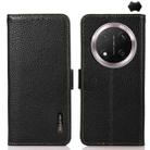 For Honor X9c KHAZNEH Side-Magnetic Litchi Genuine Leather RFID Phone Case(Black) - 1