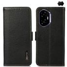For Honor 400 KHAZNEH Side-Magnetic Litchi Genuine Leather RFID Phone Case(Black) - 1