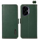 For Honor 400 KHAZNEH Side-Magnetic Litchi Genuine Leather RFID Phone Case(Green) - 1