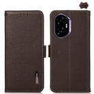 For Honor 400 KHAZNEH Side-Magnetic Litchi Genuine Leather RFID Phone Case(Brown) - 1