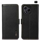 For Honor 400 Lite KHAZNEH Side-Magnetic Litchi Genuine Leather RFID Phone Case(Black) - 1