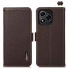 For Honor 400 Lite KHAZNEH Side-Magnetic Litchi Genuine Leather RFID Phone Case(Brown) - 1