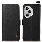 For Honor 400 Pro Global 160.8mm KHAZNEH Side-Magnetic Litchi Genuine Leather RFID Phone Case(Black) - 1