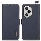 For Honor 400 Pro Global 160.8mm KHAZNEH Side-Magnetic Litchi Genuine Leather RFID Phone Case(Blue) - 1