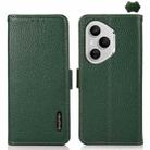 For Honor 400 Pro Global 160.8mm KHAZNEH Side-Magnetic Litchi Genuine Leather RFID Phone Case(Green) - 1