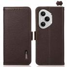 For Honor 400 Pro Global 160.8mm KHAZNEH Side-Magnetic Litchi Genuine Leather RFID Phone Case(Brown) - 1