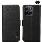 For Honor X6C 4G KHAZNEH Side-Magnetic Litchi Genuine Leather RFID Phone Case(Black) - 1