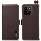 For Honor X6C 4G KHAZNEH Side-Magnetic Litchi Genuine Leather RFID Phone Case(Brown) - 1
