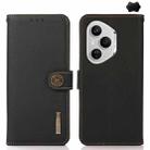 For Honor 400 Pro Global 160.8mm KHAZNEH Custer Genuine Leather RFID Phone Case(Black) - 1